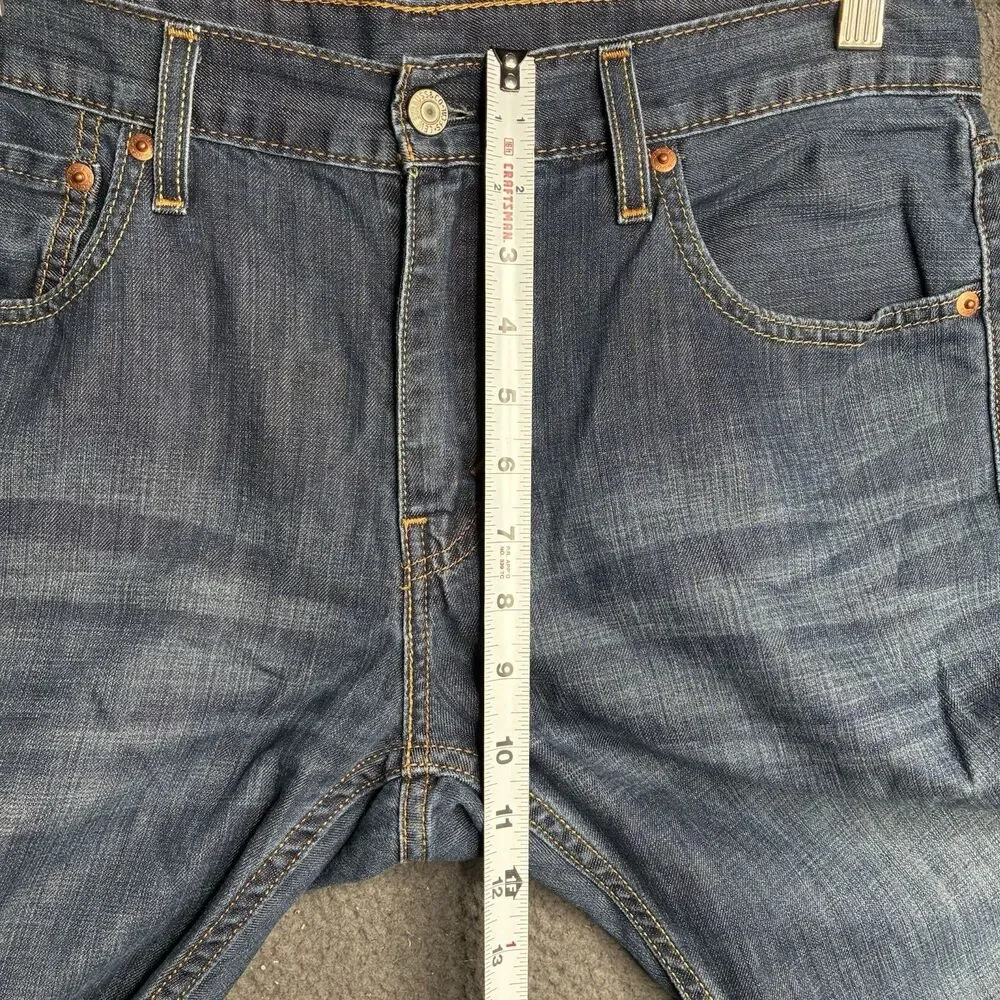 Levis Jeans Mens (Measured 34x33) Blue Denim 527 Low Boot Cut Dark Wash Flare
